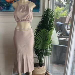 Elegant Pink Women's Skirt Set vintage sexy dress